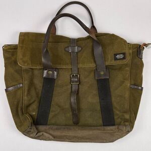 JACK SPADE Green Canvas Leather Weekend Laptop Work Bag Mens Unisex